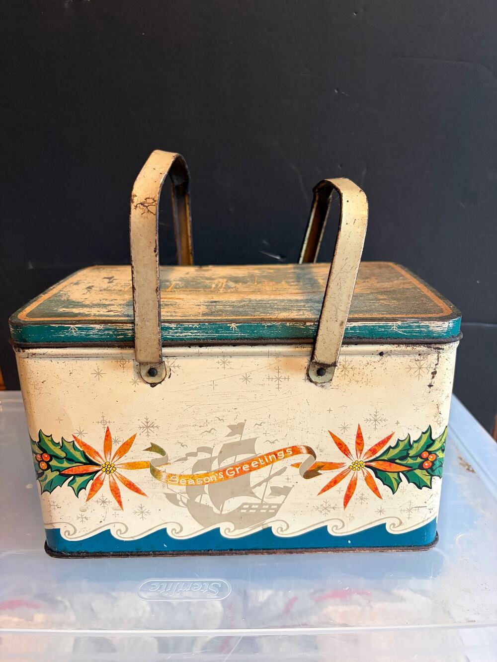 VTNG Meyer Line Oslo Norway Christmas Ship Metal Lunch Box Maritime Advertising